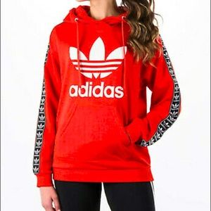 ADIDAS BRIGHT ORANGE/RED TREFOIL HOODIE SIZE XS